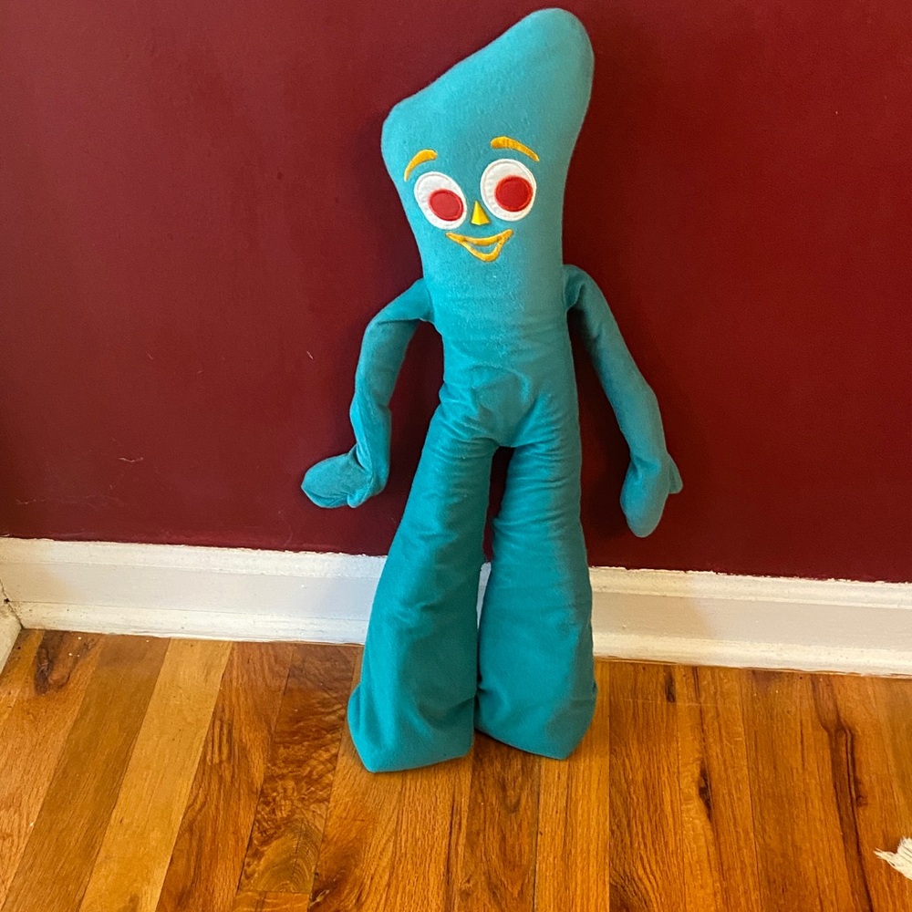 Vintage Gumby 1983 24 inches Teal Plush Toy with Red Eyes - Picture 3 of 11